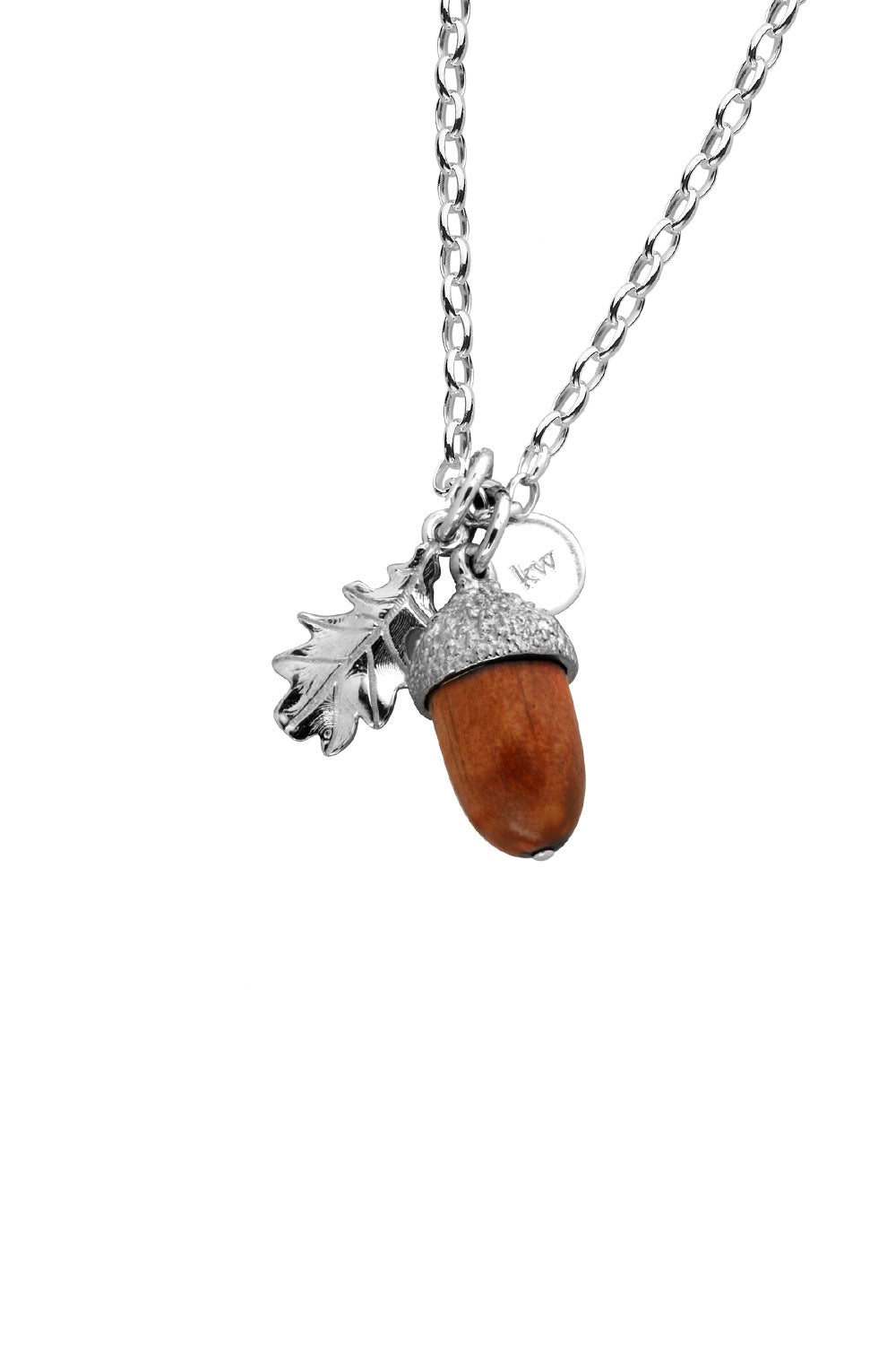 Acorn With Wood Pendant Silver