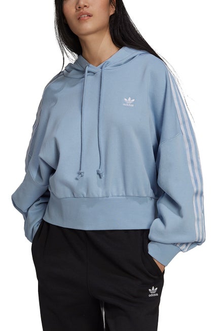 adidas Adicolor Classics Satin Tape Cropped Hoodie Ambient Sky 