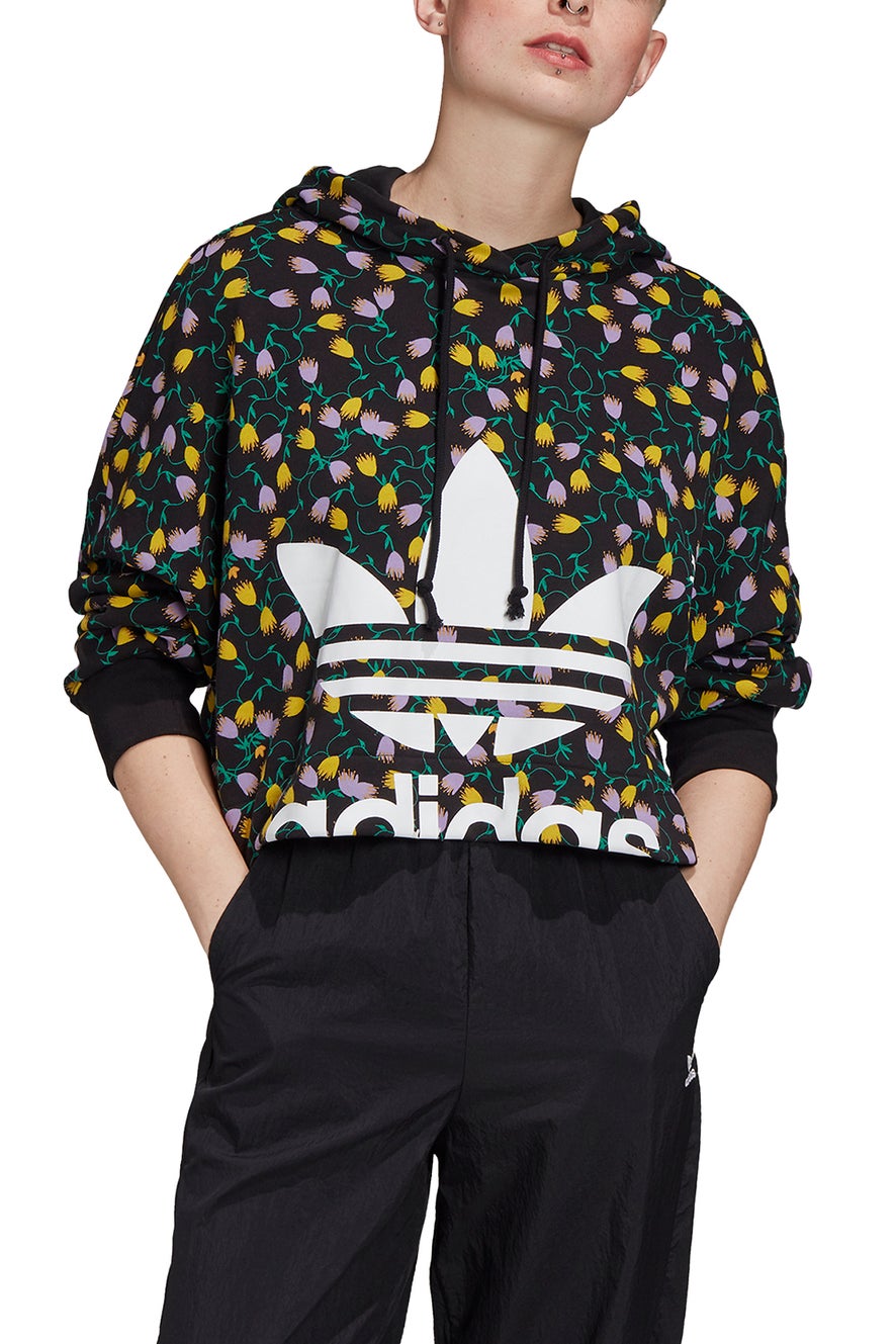 adidas All Over Print Crop Hoodie Multicolour