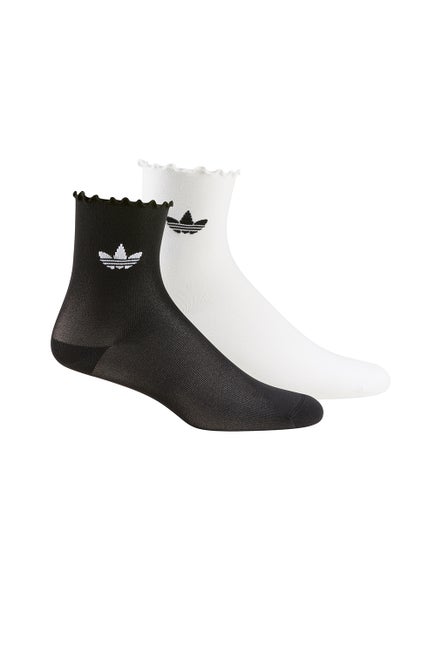 adidas Semi-Sheer Ruffle Crew Socks 2 pack White/Black