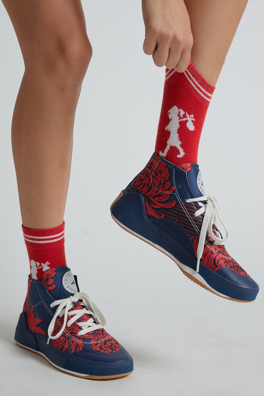 adidas by Stella McCartney Treino Mid-Cut Print Shoes Navy/Red