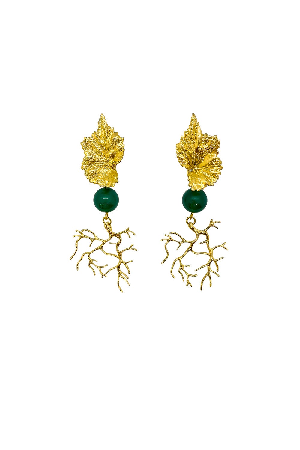 Anoushka Van Rijn Coral Leaf Earrings