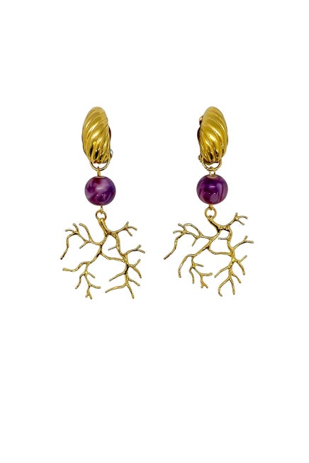 Anoushka Van Rijn Purple Coral Earrings