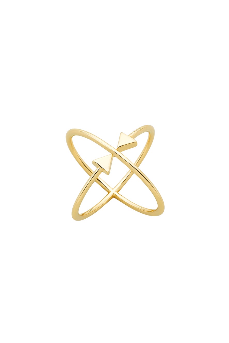 Atomic Arrows Ring Gold