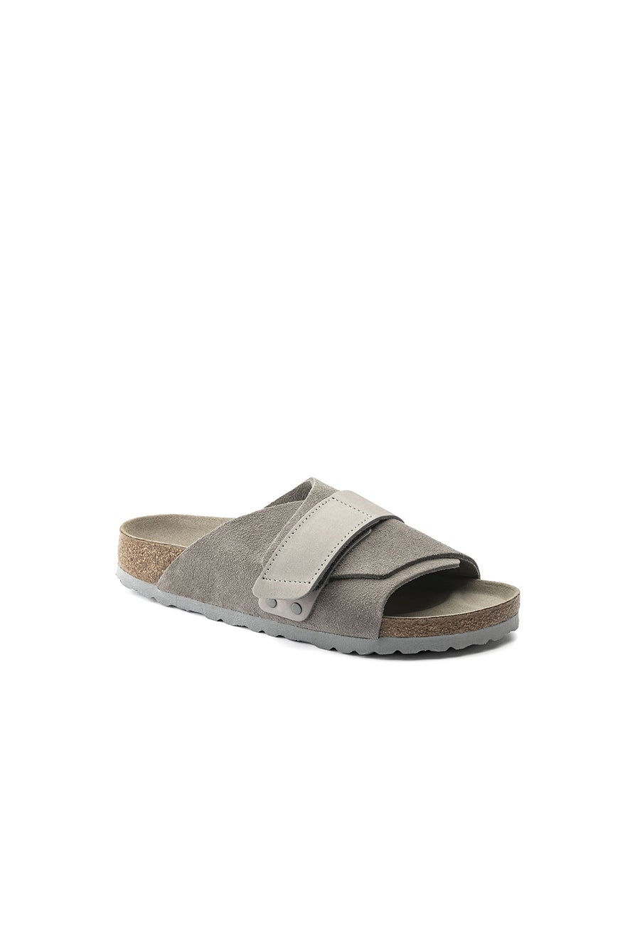 Birkenstock Kyoto Soft Suede and Nubuck Regular Fit Stone Coin
