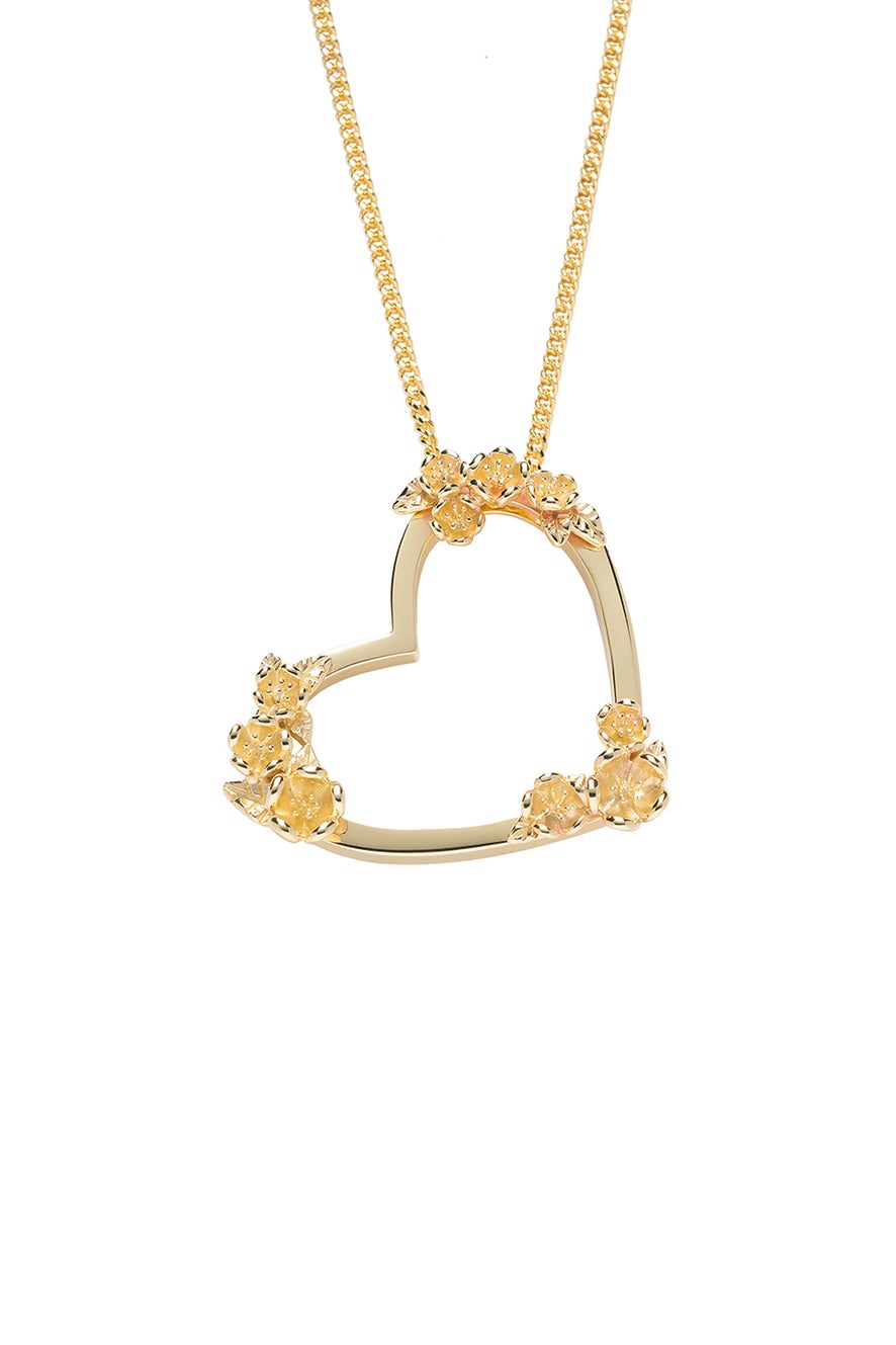 Botanical Heart Necklace Gold