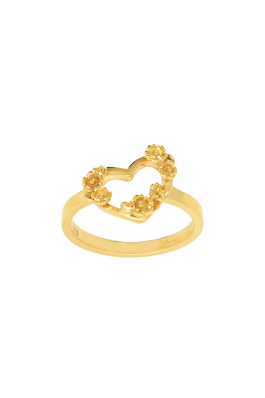 Botanical Heart Ring Gold