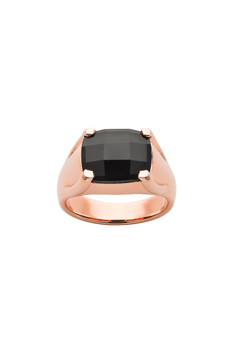 Chequerboard 12 X 10mm Onyx Rose Gold