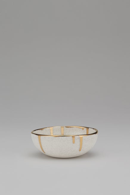 Claybird Large Ring Bowl with Gold Drip Rim