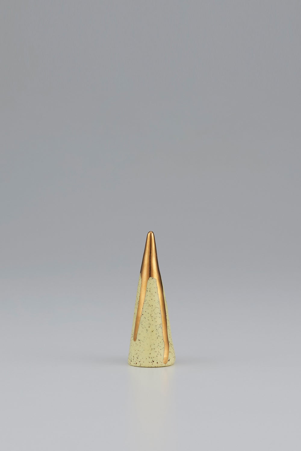 Claybird Ring Cone with Gold Drip Rim Speckled Yellow
