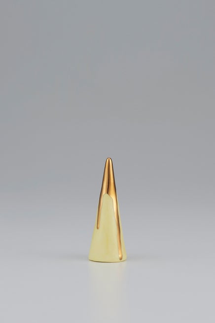 Claybird Ring Cone with Gold Drip Rim Yellow