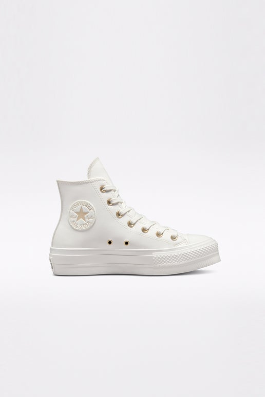 Converse Chuck Taylor All Star Synthetic Leather Lift High Top Vintage  White | Karen Walker