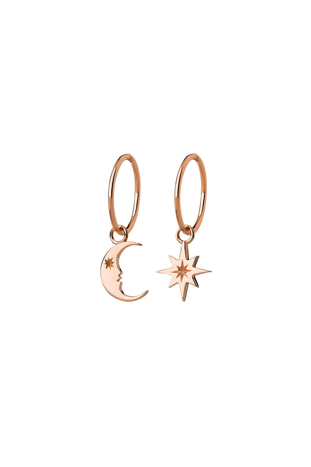 Crescent Moon and Star Sleepers Rose Gold