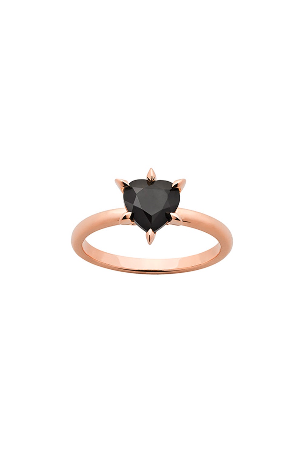 Cupid's Heart Ring Rose Gold Onyx
