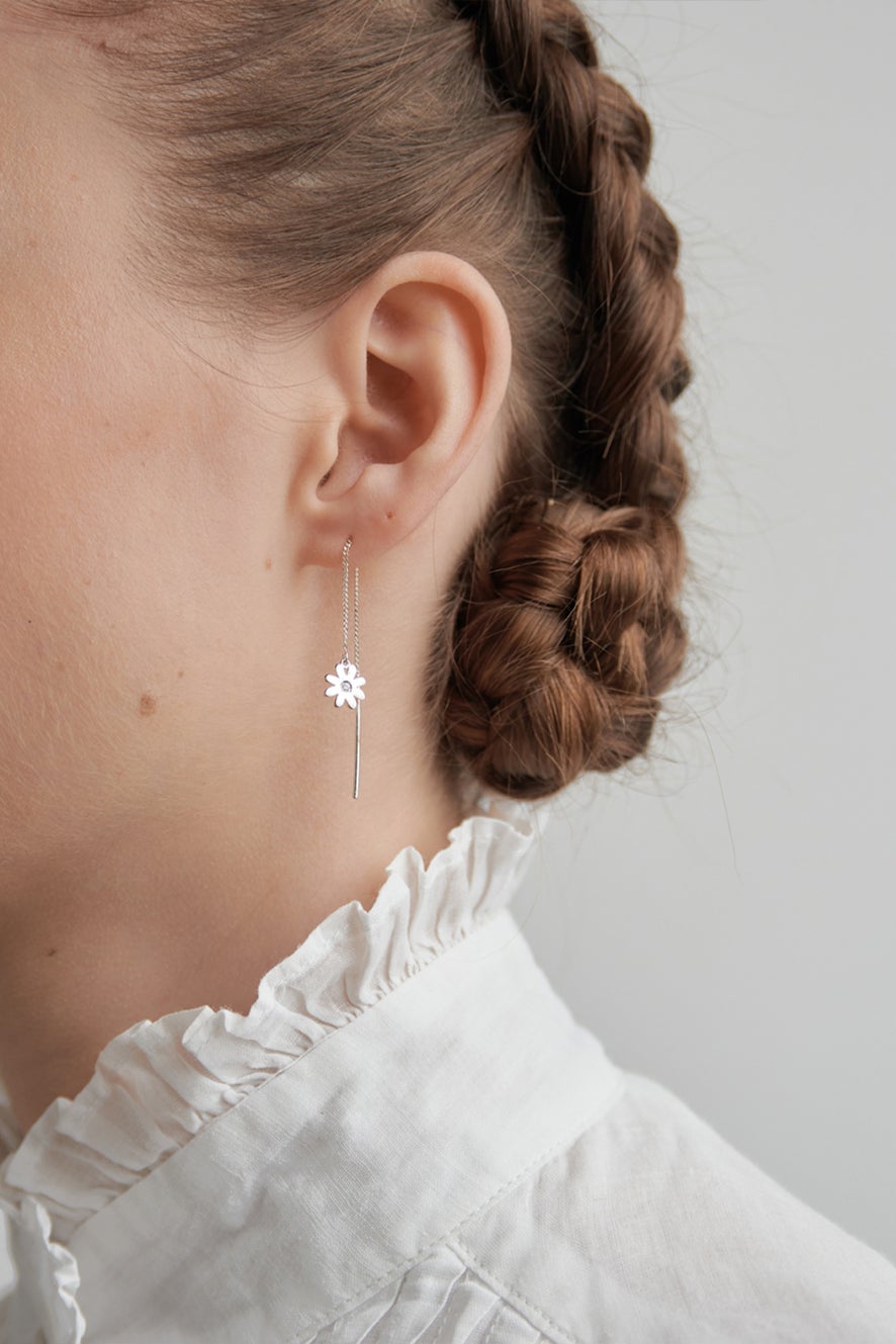 Daisy Thread Earrings Silver