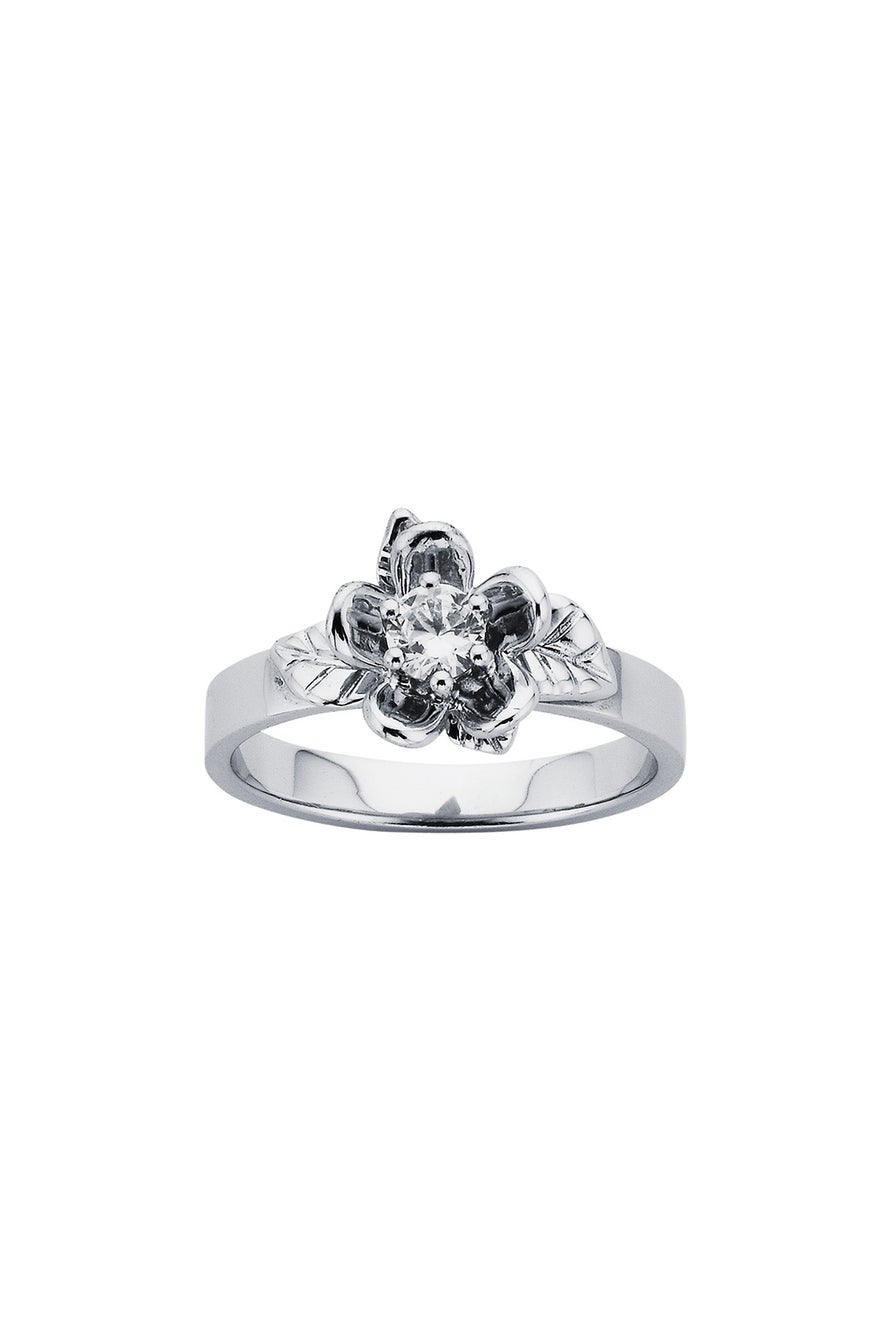 Diamond Single Posie Flower Ring, 9ct White Gold, .25ct Diamond