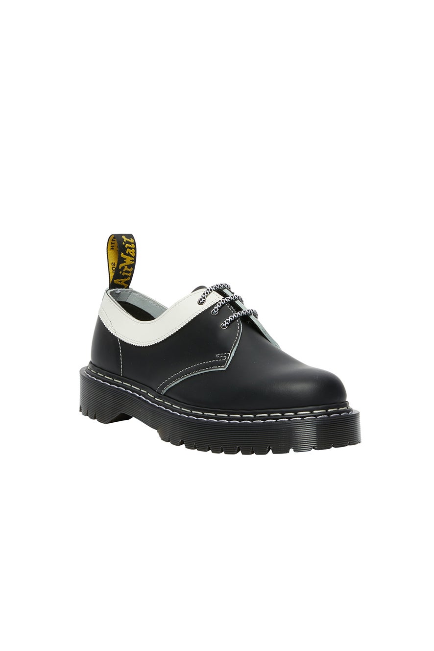 Dr. Martens 1461 Bex Leather Contrast Shoe Black with White | Karen Walker