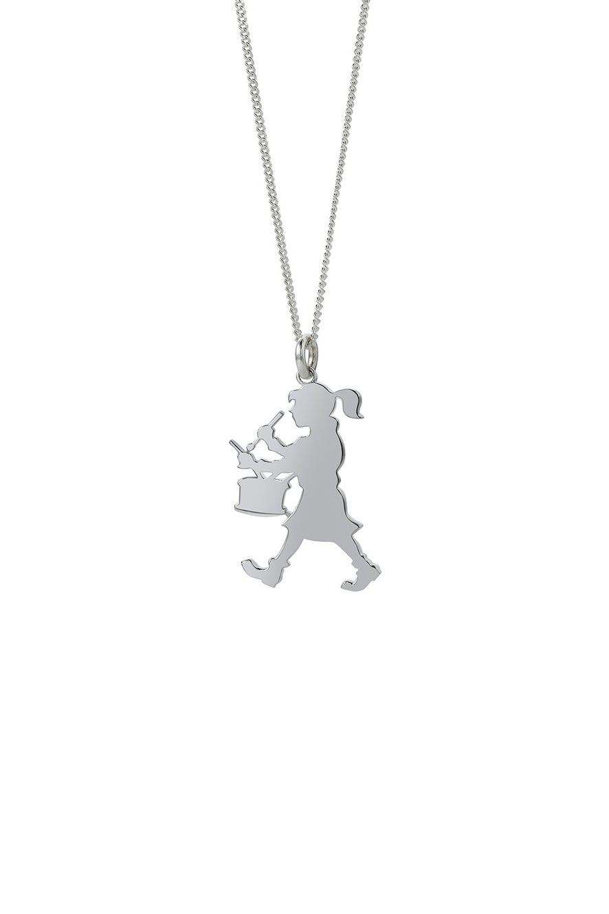 Drummer Girl Necklace Silver