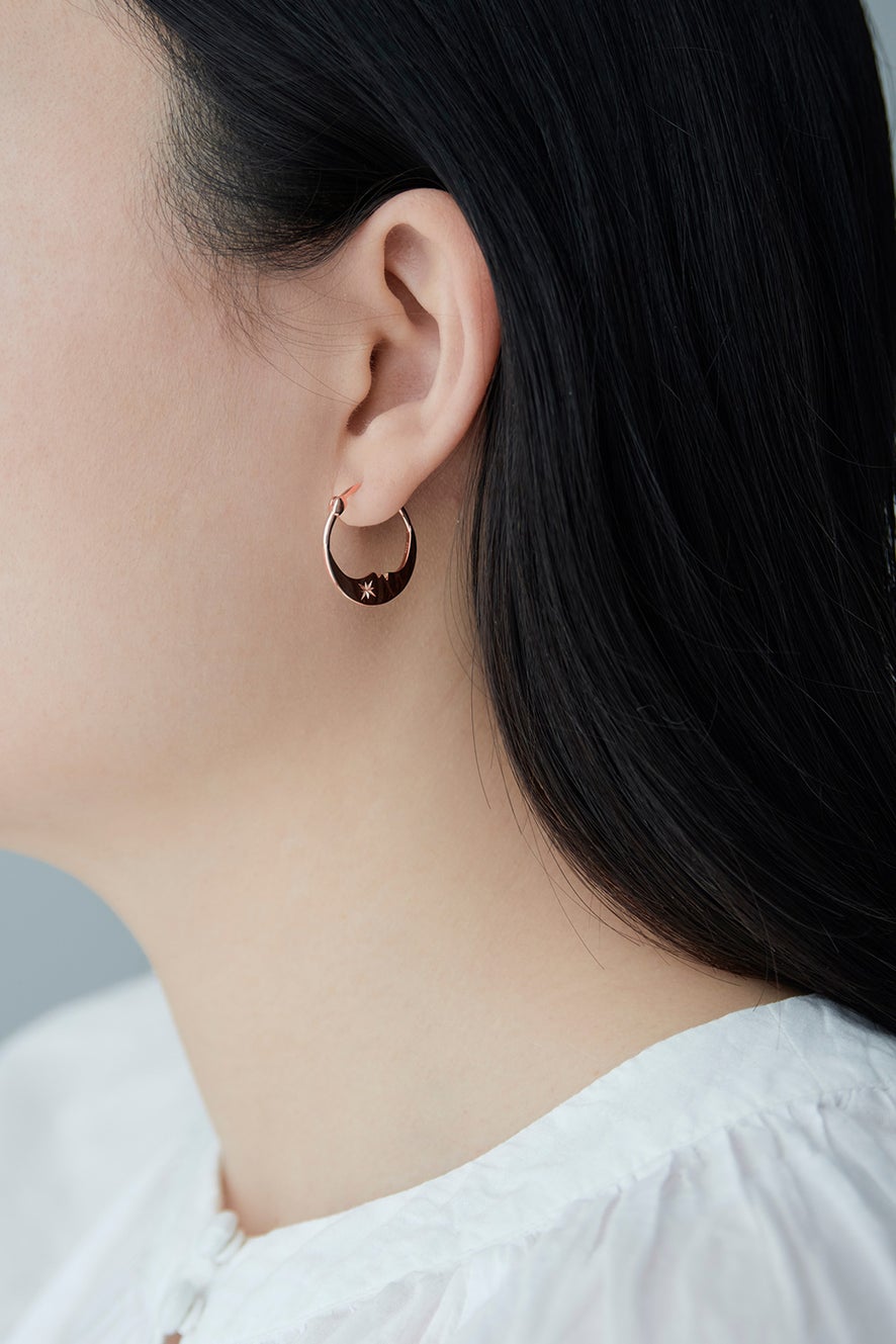 Eclipse Moon Hoops Rose Gold