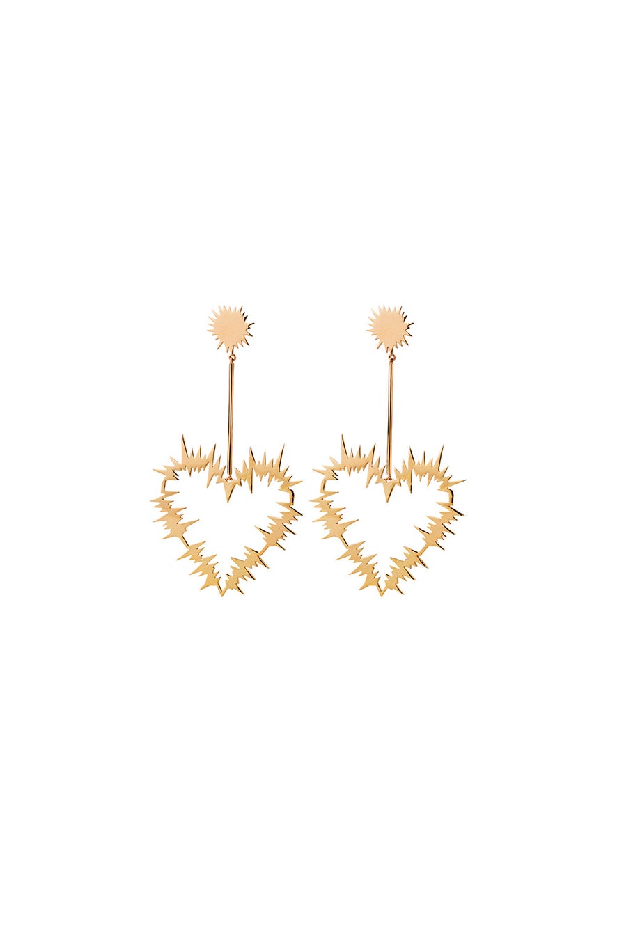 Electric Heart Drop Earrings Gold-Plated
