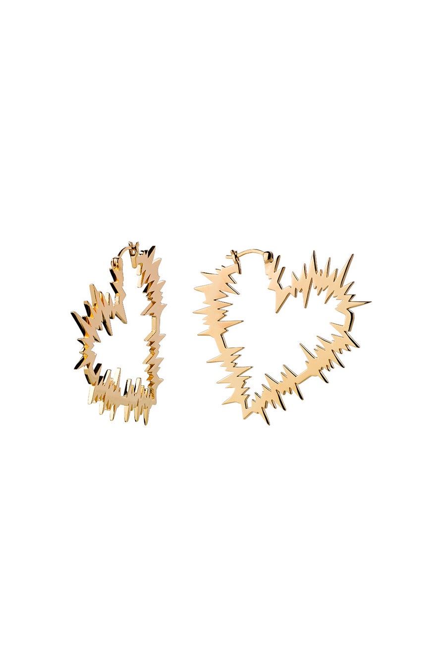 Electric Heart Hoop Earrings Gold-Plated