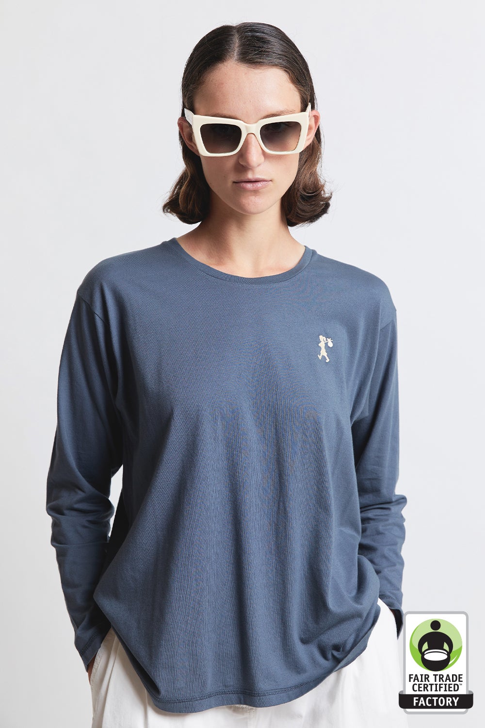 Embroidered Runaway Girl Organic Cotton Long Sleeve T-Shirt