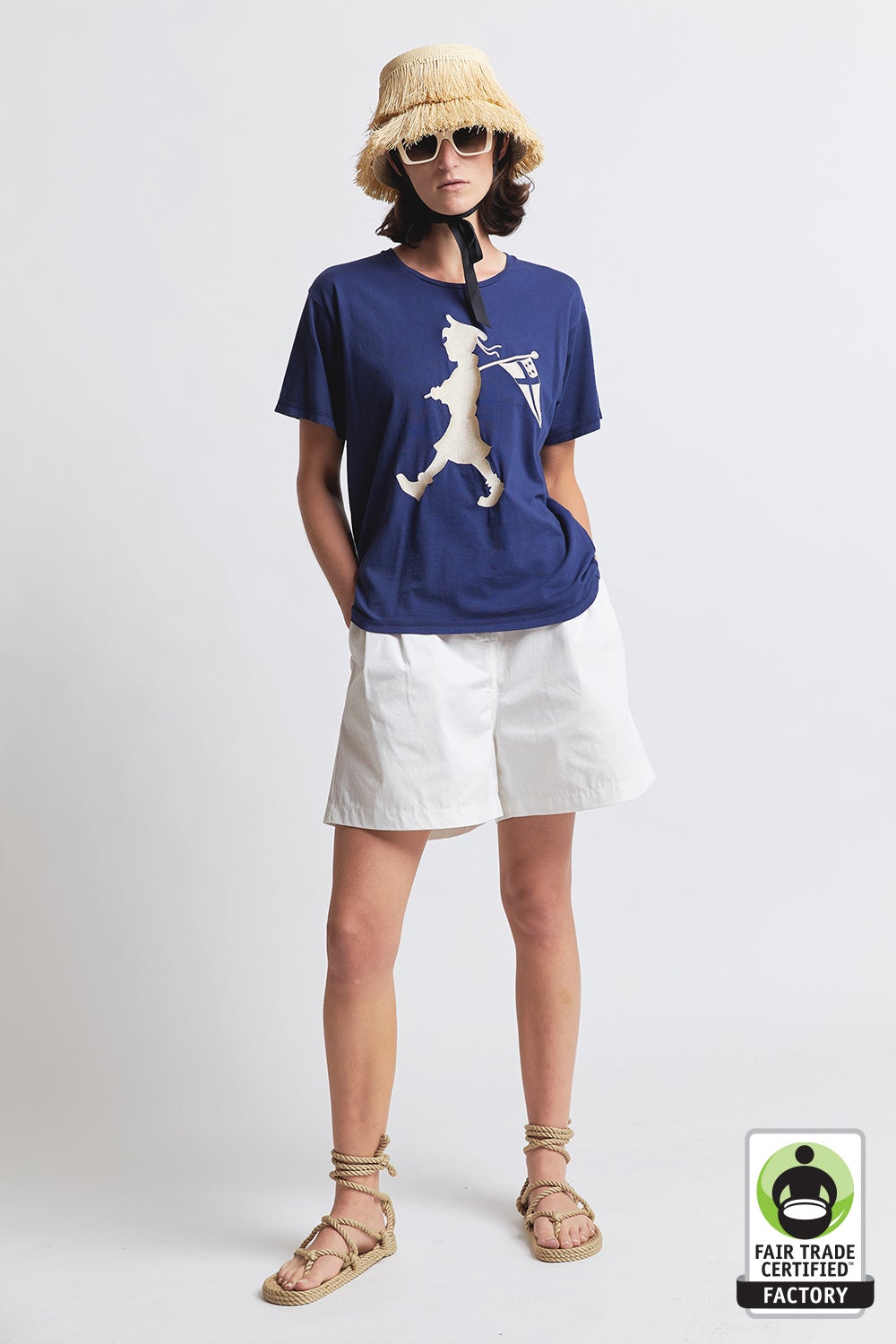 Embroidered Runaway Sailor Organic Cotton T-Shirt
