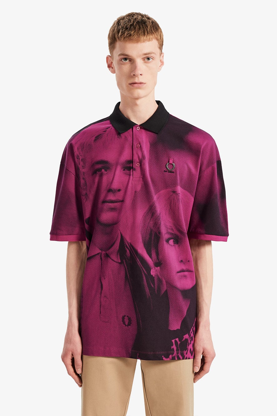 Fred Perry x Raf Simons Oversized Digital Print Piqué Shirt