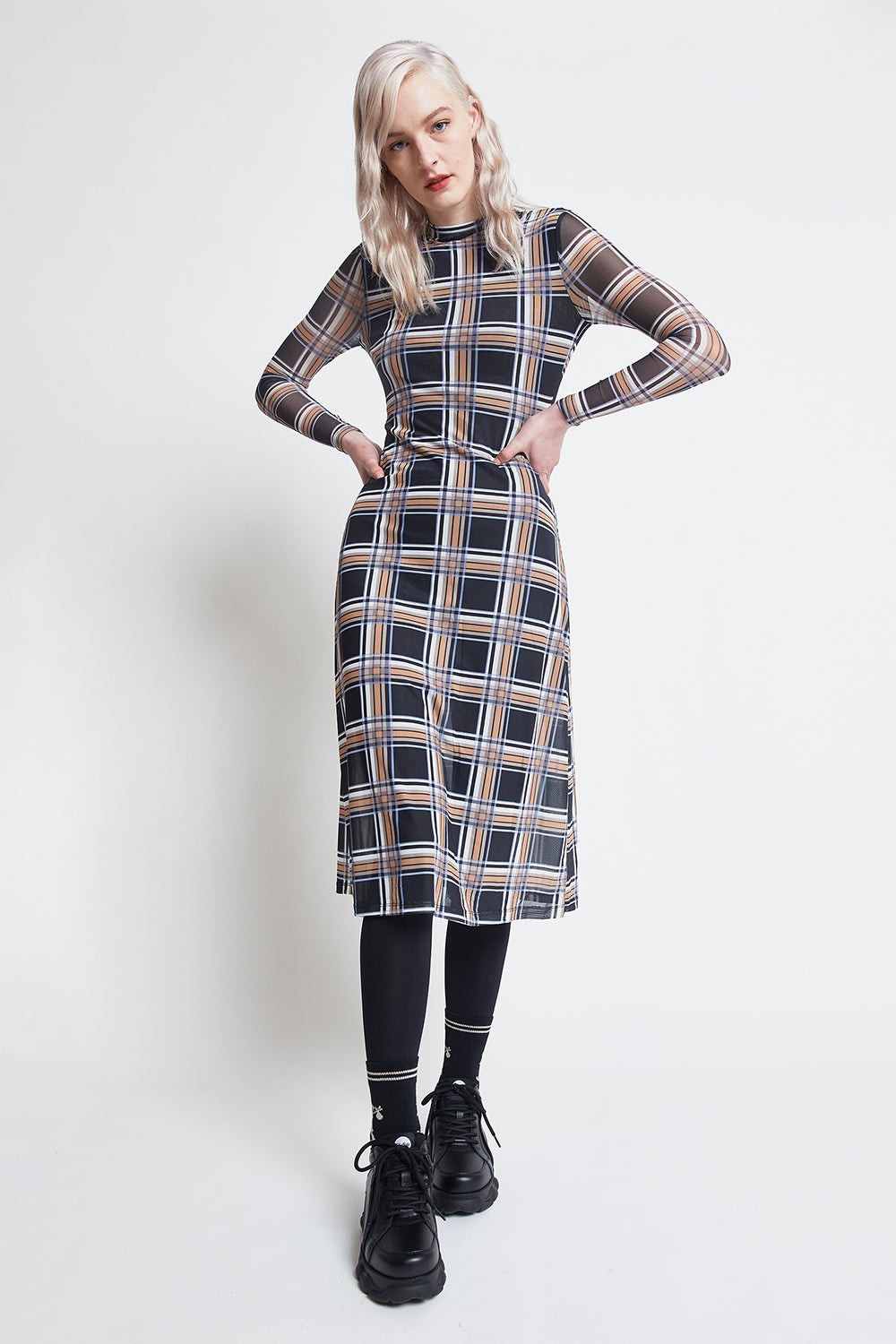 Hi There Checkered Midi Dress