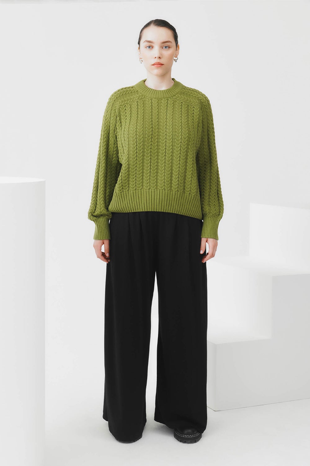 Kowtow Cable Sweater Leaf