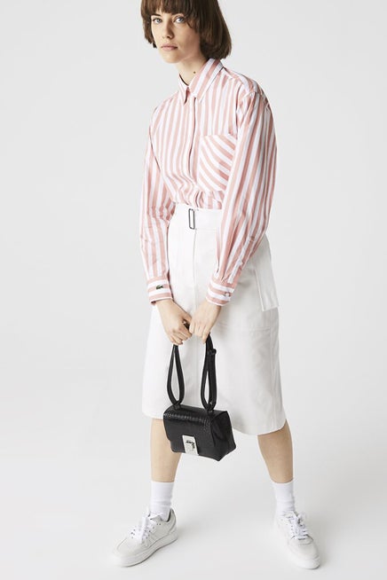 Lacoste Casual Wide Stripe Poplin Shirt Pink/White