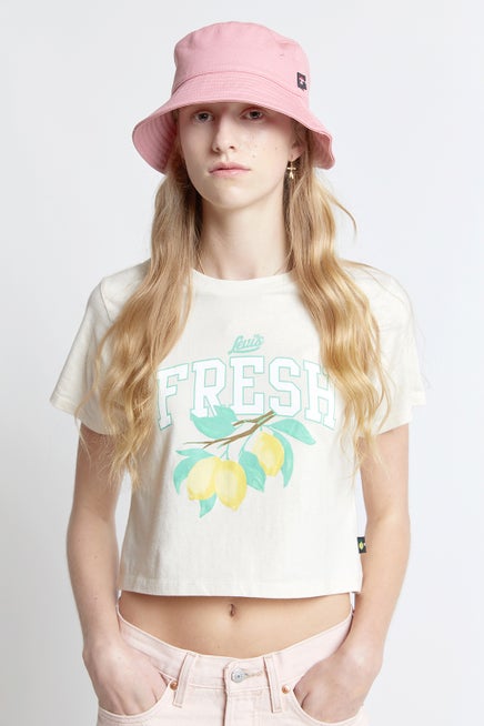 Levi's Fresh Cropped Jordie T-Shirt Stay Fresh Organic Lemon Undyed Griege