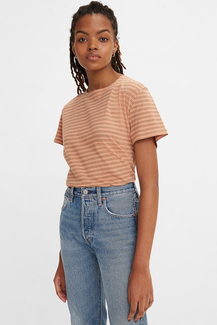 Levi's Made and Crafted Open Neck Tee Mocha Mousse