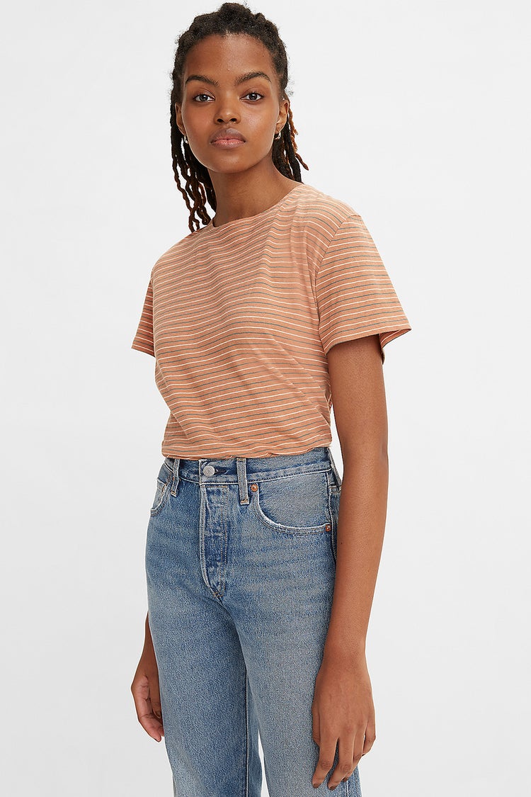 Levi's Made And Crafted Open Neck Tee Mocha Mousse | Karen Walker