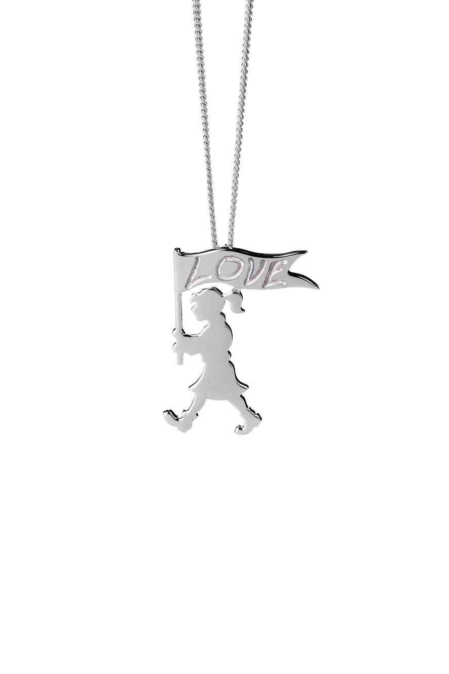 Marching Girl Love Necklace Silver