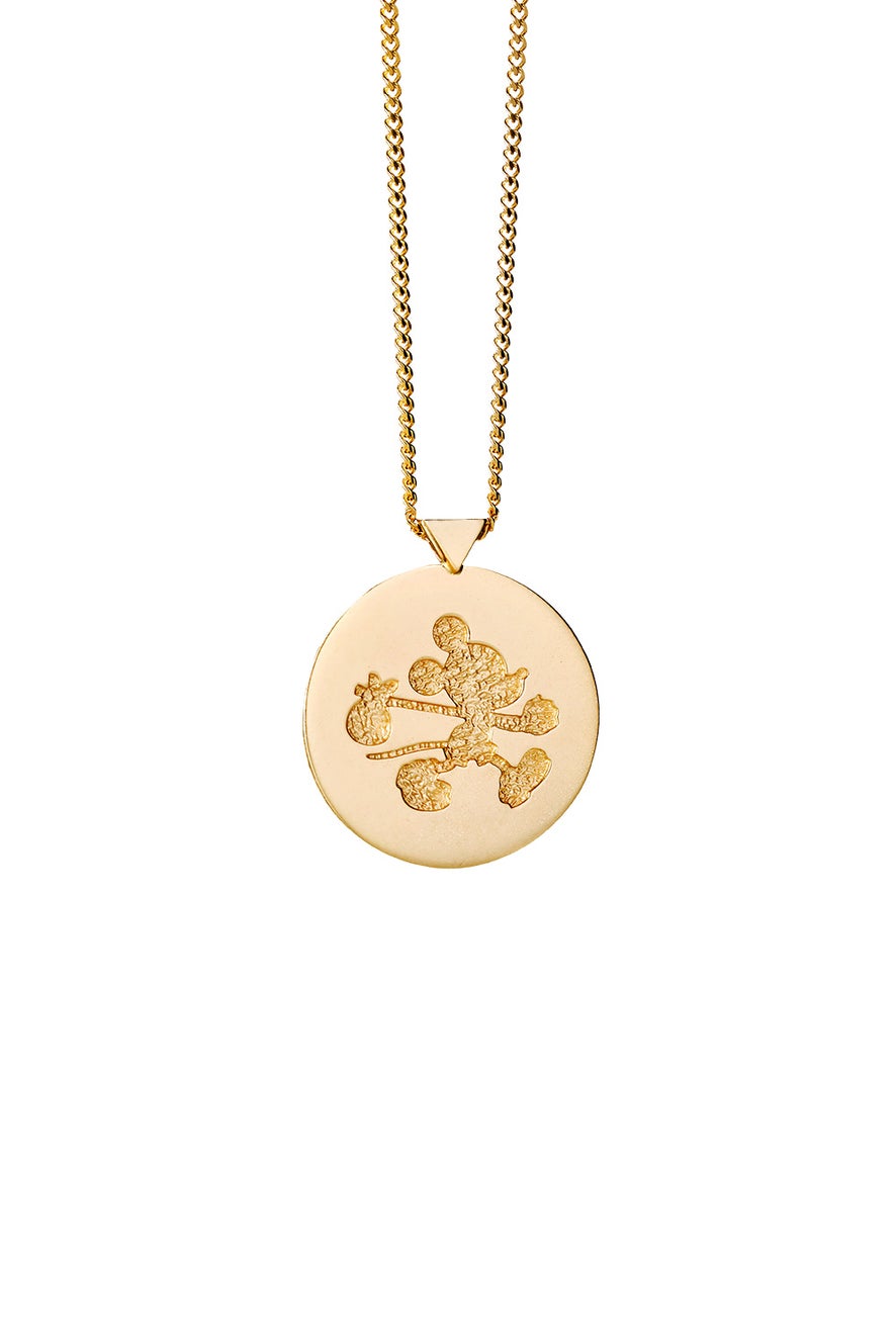 Runaway Mickey Stamp Necklace Gold