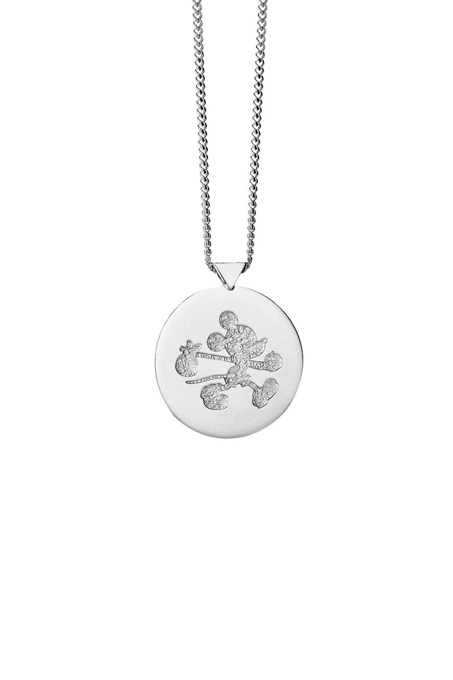 Runaway Mickey Stamp Necklace Silver