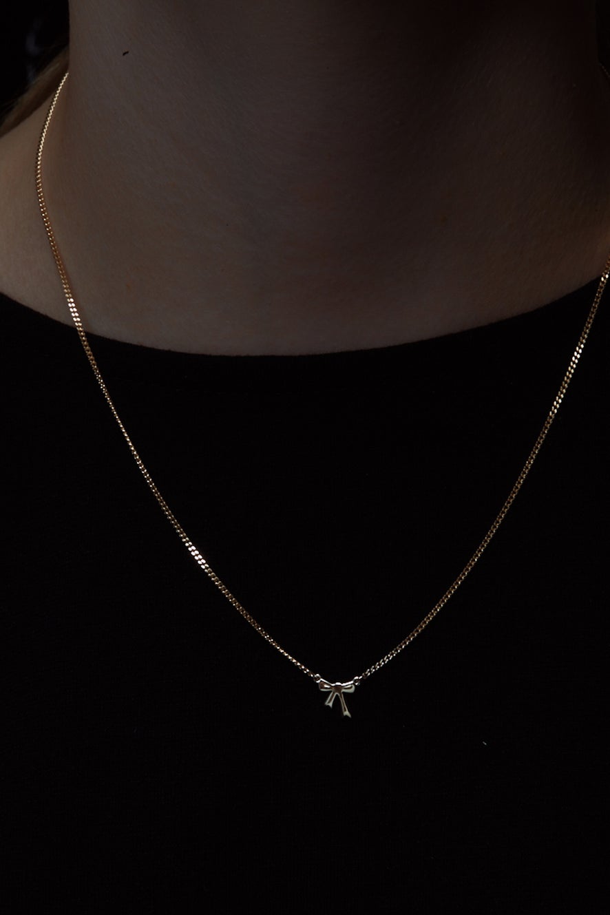 Mini Bow Necklace Gold