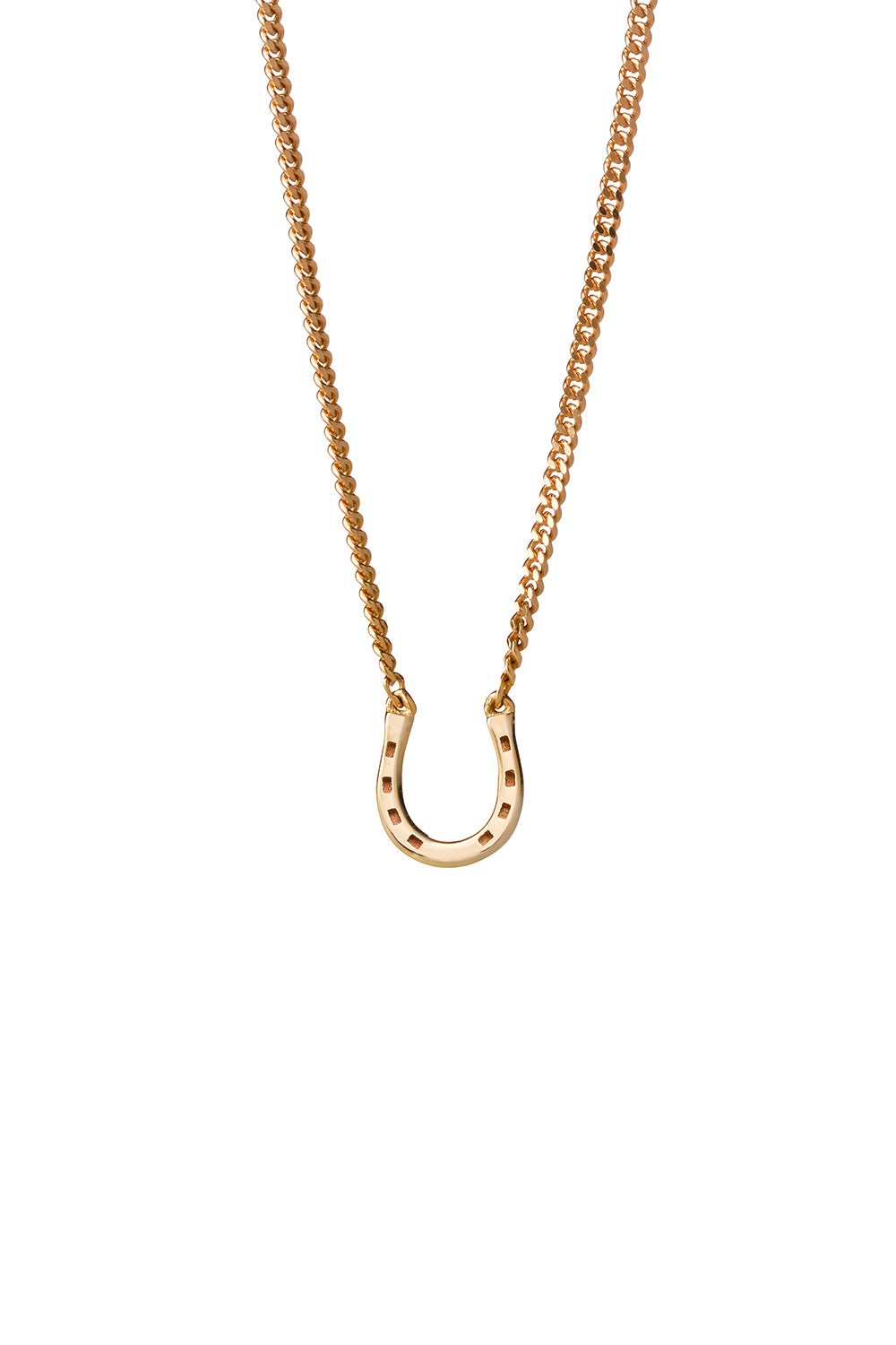 Mini Horseshoe Diamond Turquoise necklace, Yellow Gold, 16.5