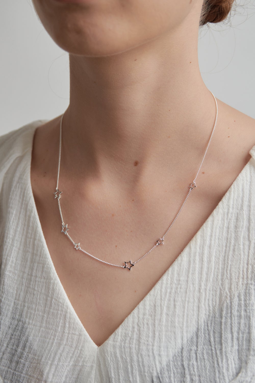 Mini Scattered Star Necklace Silver