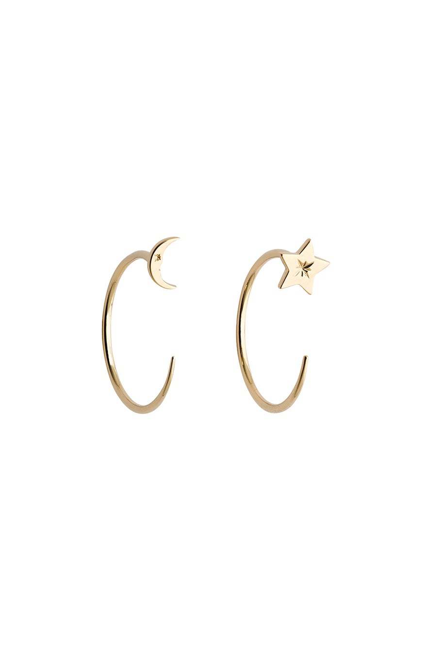 Moon and Star Hoops Gold
