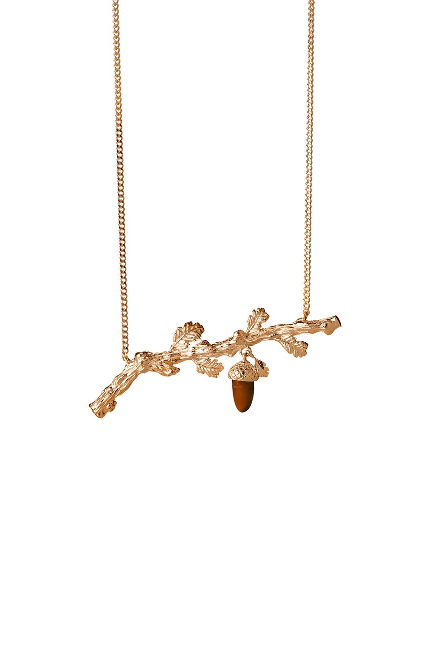 Oak Branch Necklace Gold