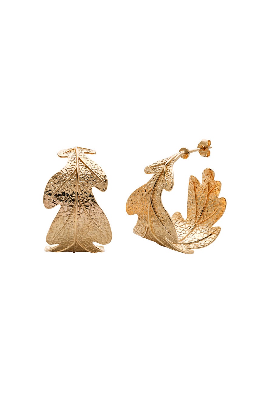 Oak Leaf Earrings Gold