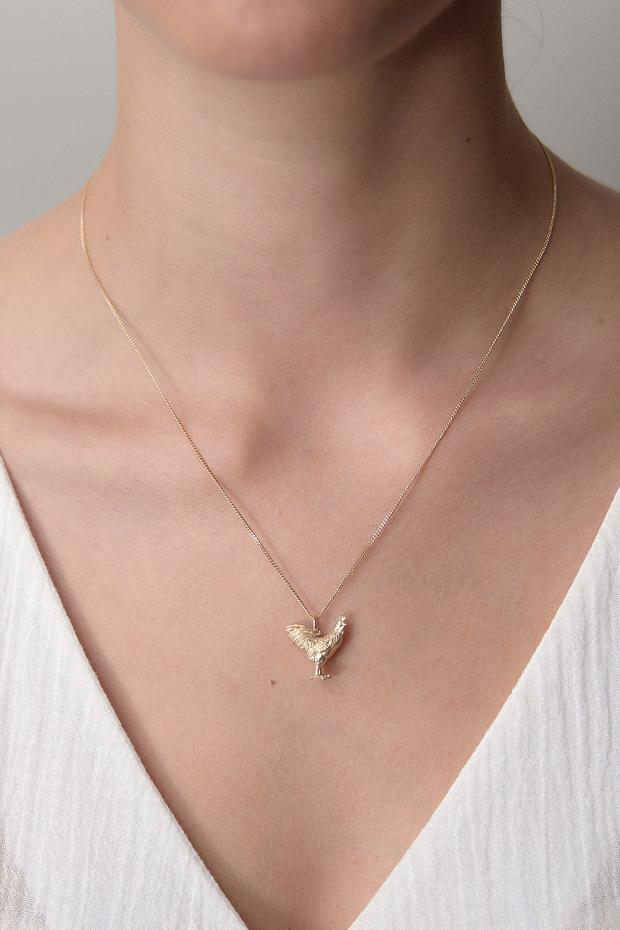 Rooster Necklace Gold