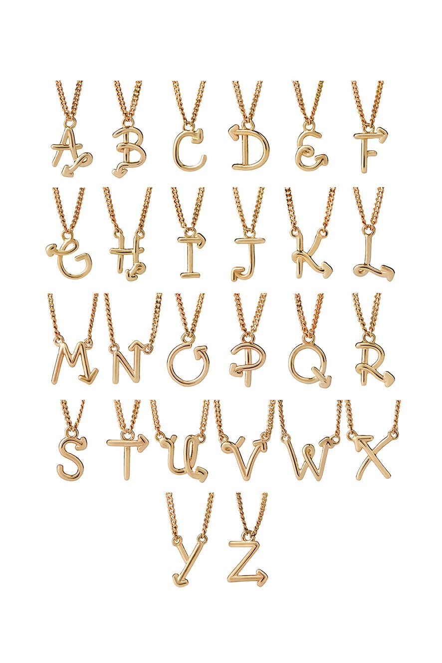 Single Initial Necklace Gold
