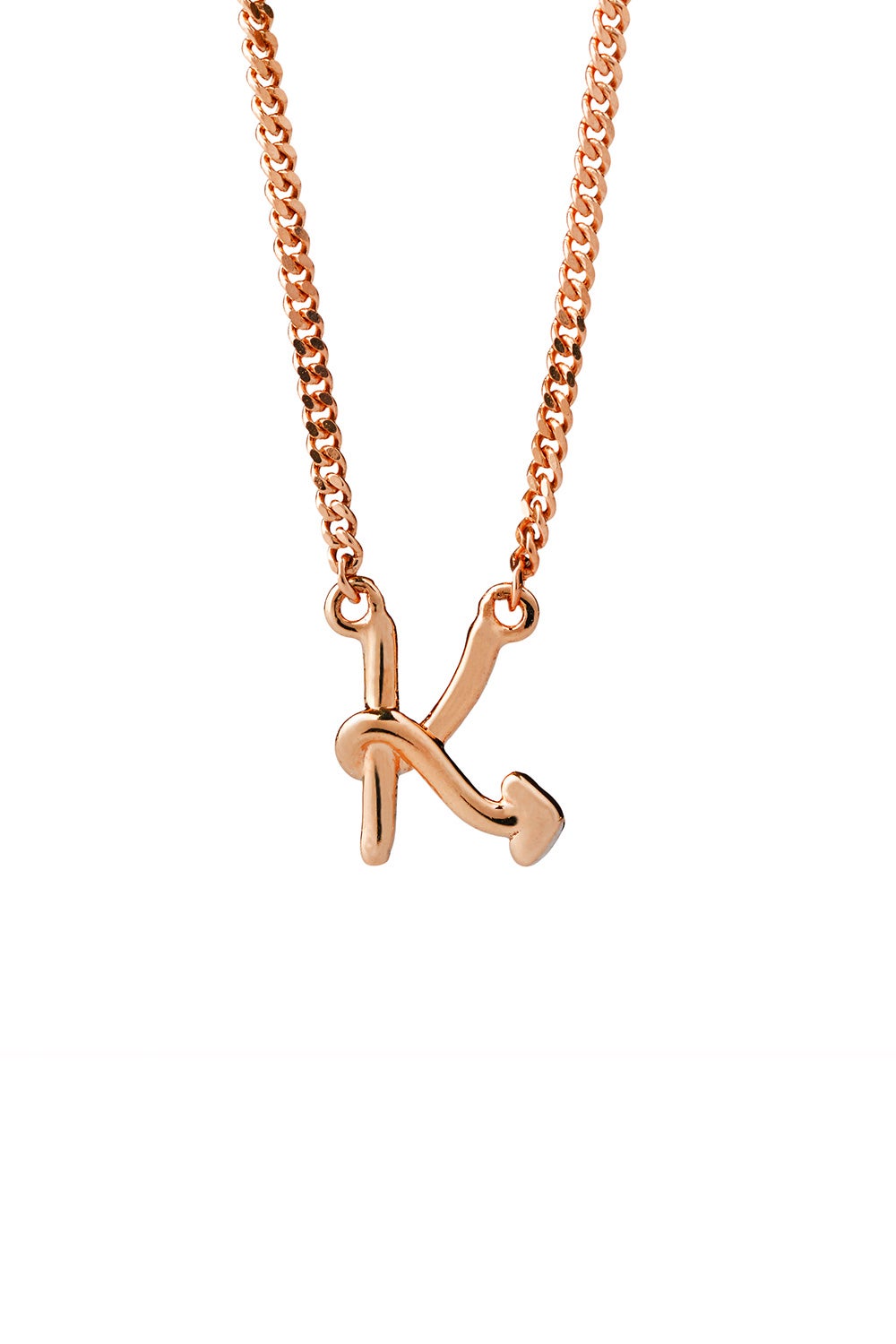 Single Initial Necklace Rose Gold