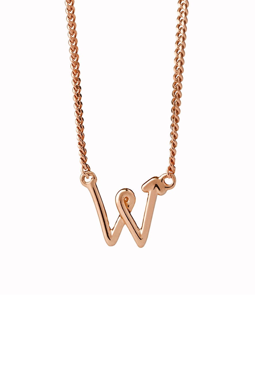 Single Initial Necklace Rose Gold