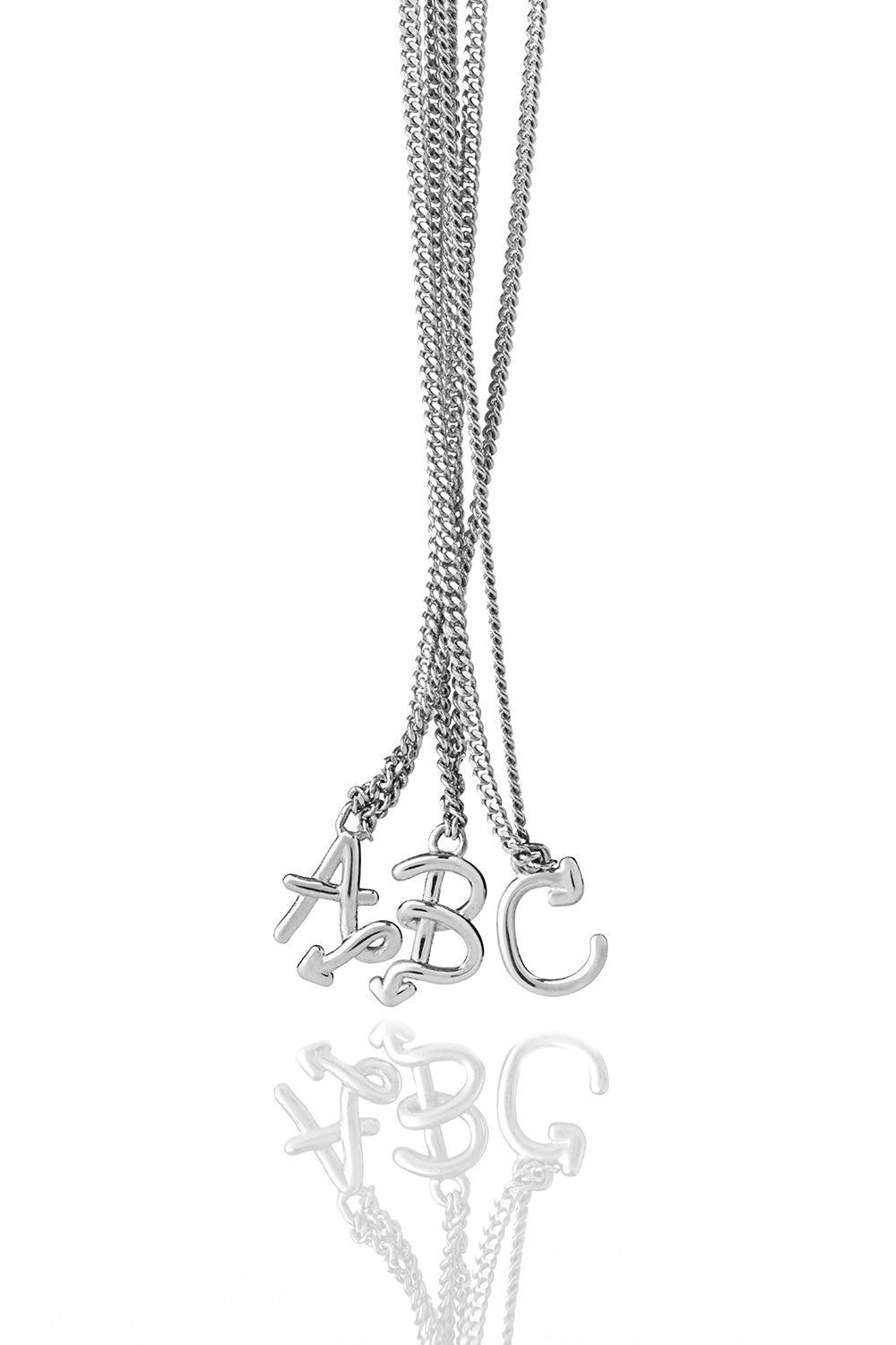 Single Initial Necklace Silver