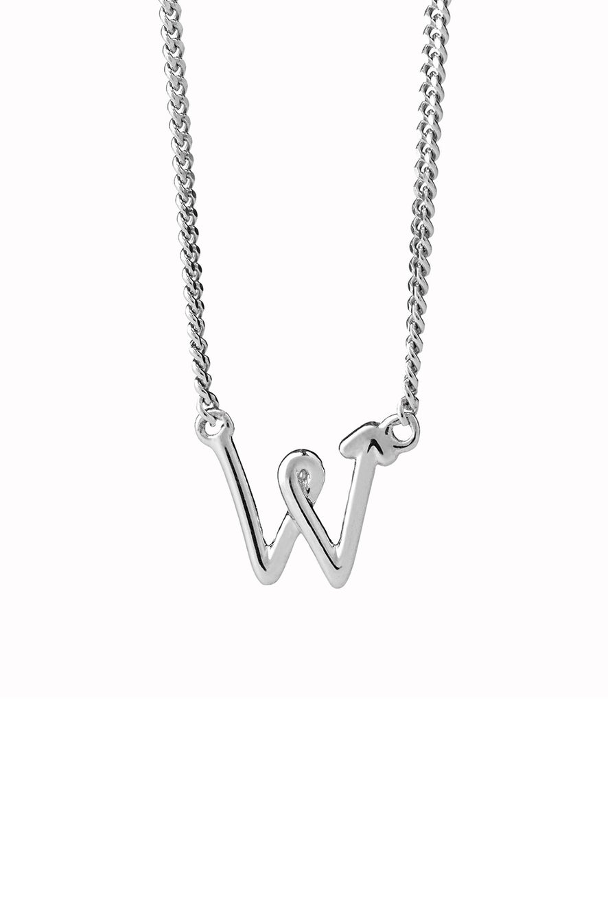Single Initial Necklace Silver