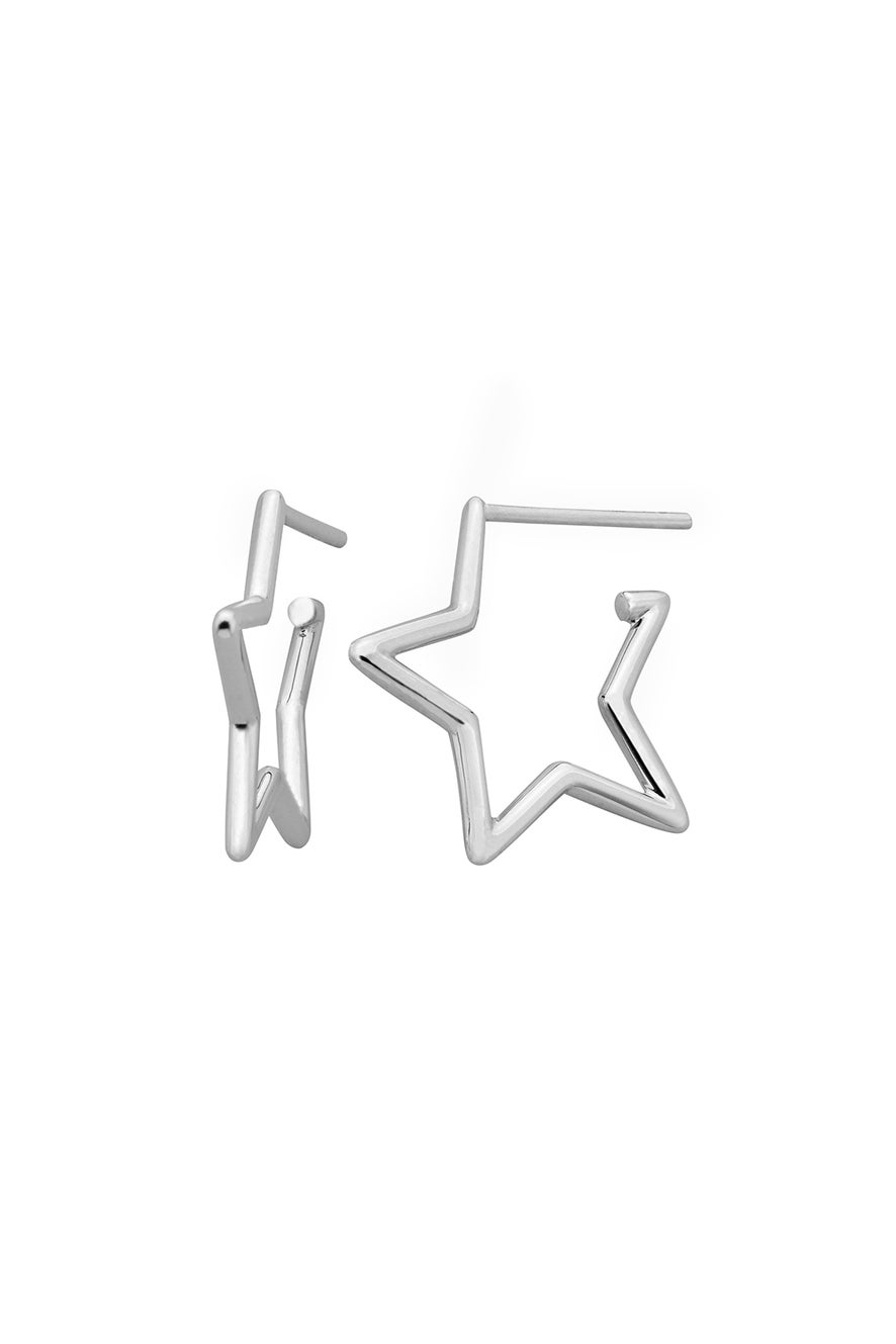Star Outline Earrings Silver
